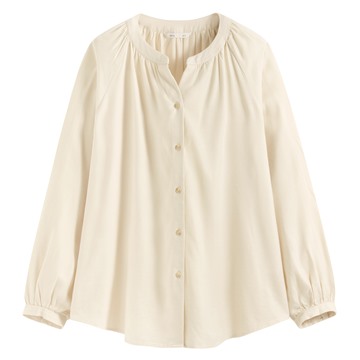 柔軟法蘭絨抓皺上衣-女