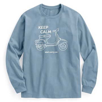 摩托車長袖印花T恤-男