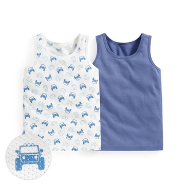 純棉網眼印花背心(2入)-童