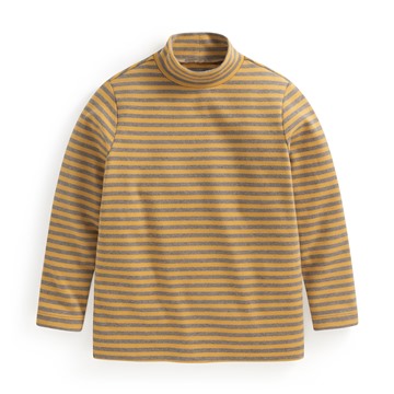 磨毛羅紋條紋立領T恤-童