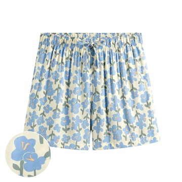 嫘縈圖騰花卉印花短褲-女