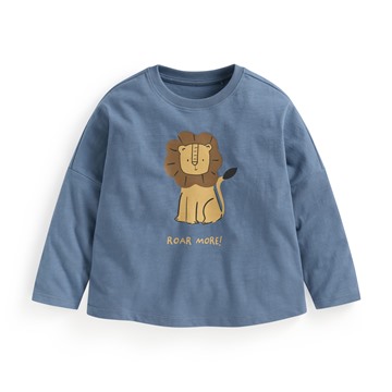 竹節棉寬鬆印花T恤-01-童