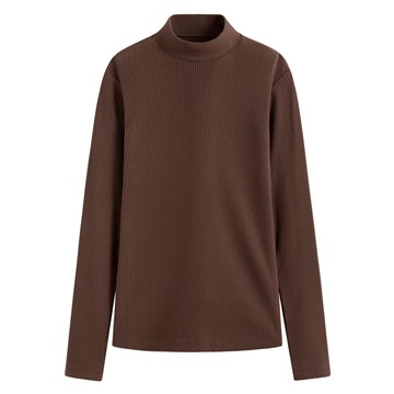 羅紋立領長袖T恤-女