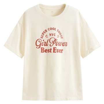 竹節棉落肩寬版文字T恤-女