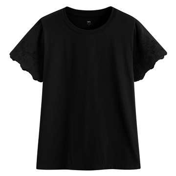 柔滑棉蕾絲袖上衣-女