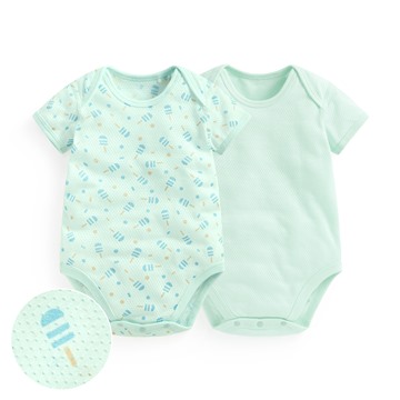 純棉網眼印花包臀衣(2入)-Baby