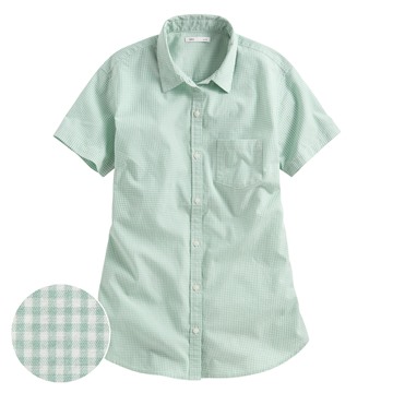 格紋短袖襯衫-女