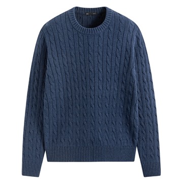 麻花圓領毛衣-男