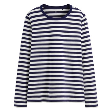 純棉條紋長袖T恤-女