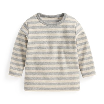 磨毛羅紋條紋圓領T恤-Baby