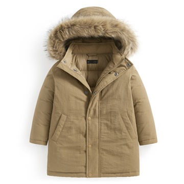 極暖羽絨中長版連帽外套-童