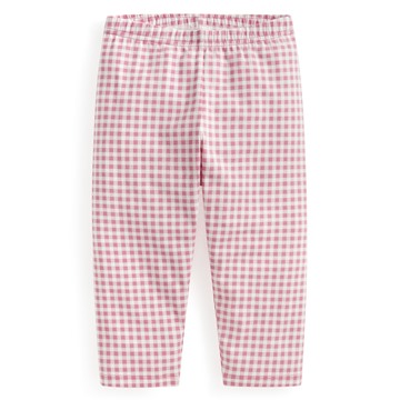 彈力格紋七分內搭褲-童