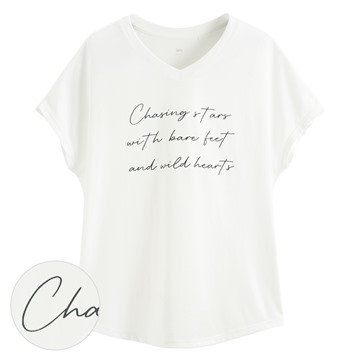 莫代爾V領文字上衣-01-女