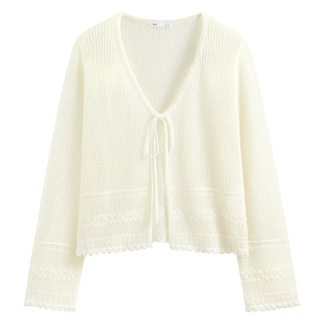 鏤空綁帶開襟外套-女