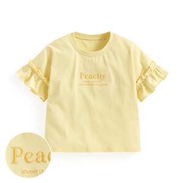 荷葉袖文字電繡上衣-童