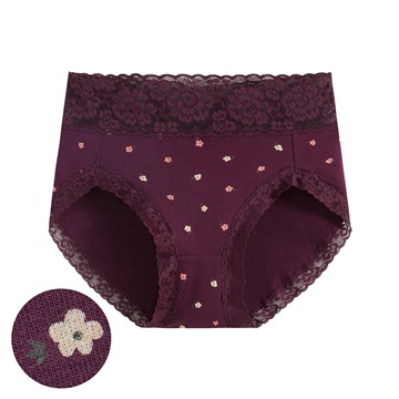 棉質蕾絲小花印花高腰內褲-女