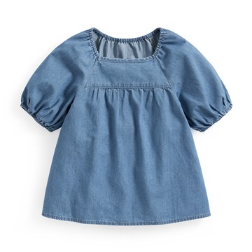 牛仔泡泡袖上衣-童