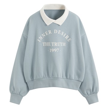 刷毛印花寬版上衣-女