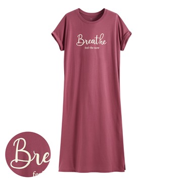 莫代爾連袖文字長洋裝-女