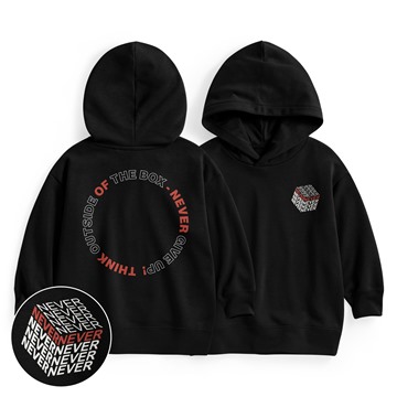 文字毛圈寬版印花連帽衫-01-童