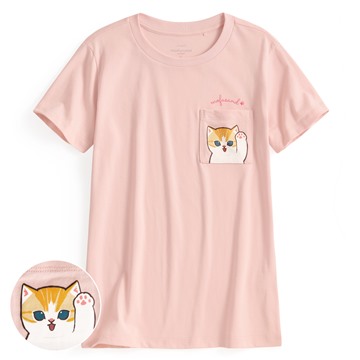 貓福珊迪口袋印花T恤-07-女