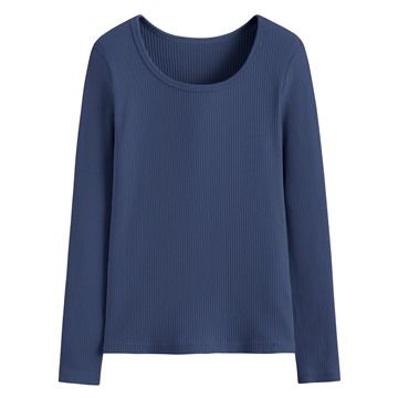 羅紋U領長袖T恤-女