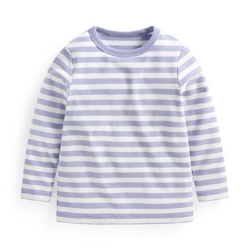 磨毛羅紋條紋圓領T恤-童