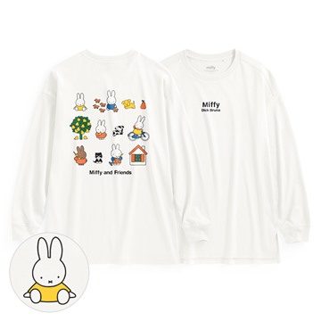 Miffy and Friends寬長版長袖印花T恤-07-女