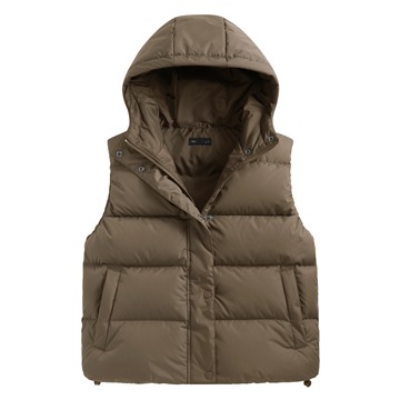 極暖羽絨寬鬆連帽背心-女