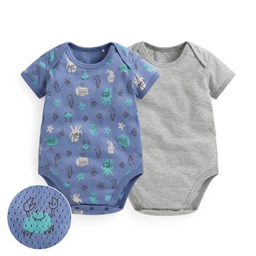 純棉網眼印花包臀衣(2入)-Baby