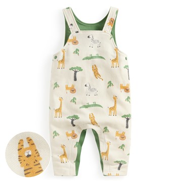 棉質毛圈印花吊帶褲-Baby