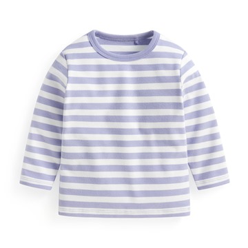 磨毛羅紋條紋圓領T恤-Baby