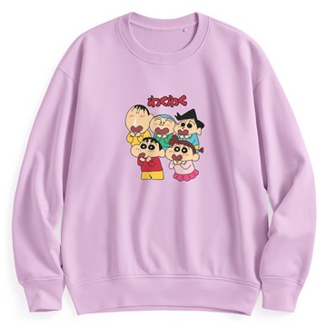 蠟筆小新毛圈寬版印花圓領衫-04-女