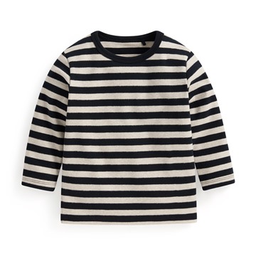 磨毛羅紋條紋圓領T恤-Baby