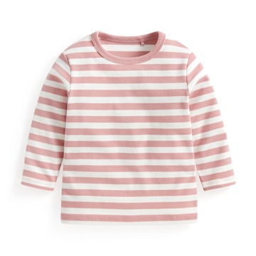 磨毛羅紋條紋圓領T恤-Baby