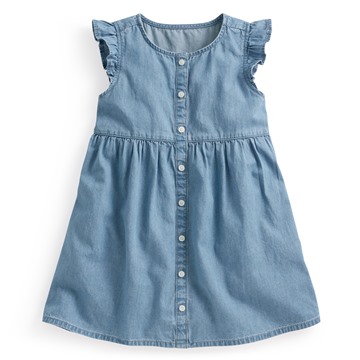 牛仔荷葉袖洋裝-童