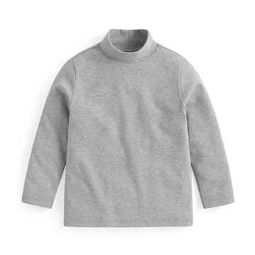 磨毛羅紋立領長袖T恤-童