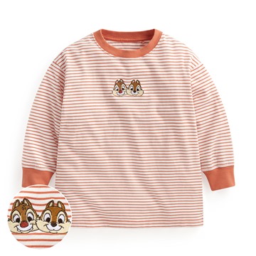 迪士尼系列純棉條紋電繡上衣-童