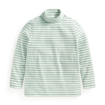 磨毛羅紋條紋立領T恤-童