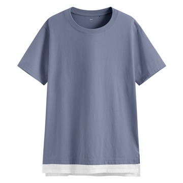 純棉寬版假兩件T恤-女