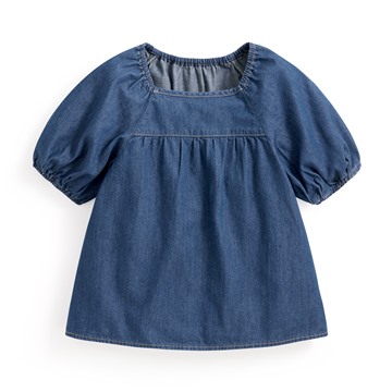 牛仔泡泡袖上衣-童