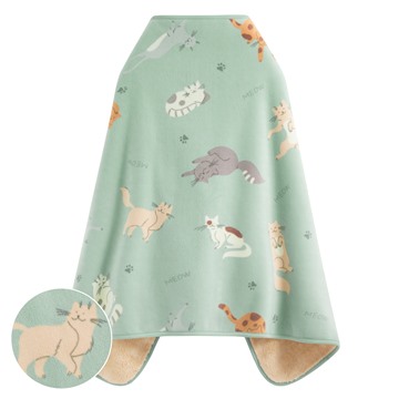 Fleece貓咪印花家居毯-中性款