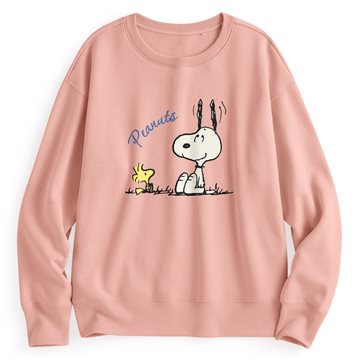 史努比系列刷毛印花圓領衫-07-女