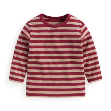 磨毛羅紋條紋圓領T恤-Baby