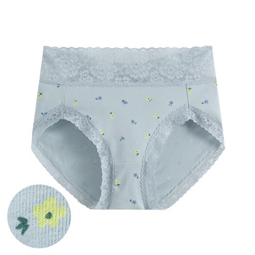 棉質蕾絲小花印花高腰內褲-女