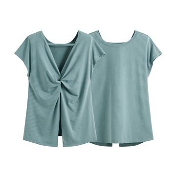 運動美背扭結連袖上衣-女