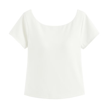 Bra羅紋挖背短版T恤-女