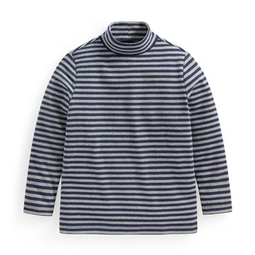 磨毛羅紋條紋立領T恤-童