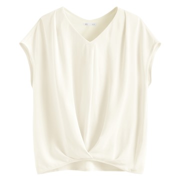 輕柔連袖寬版抓皺上衣-女