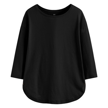竹節棉船領七分袖上衣-女